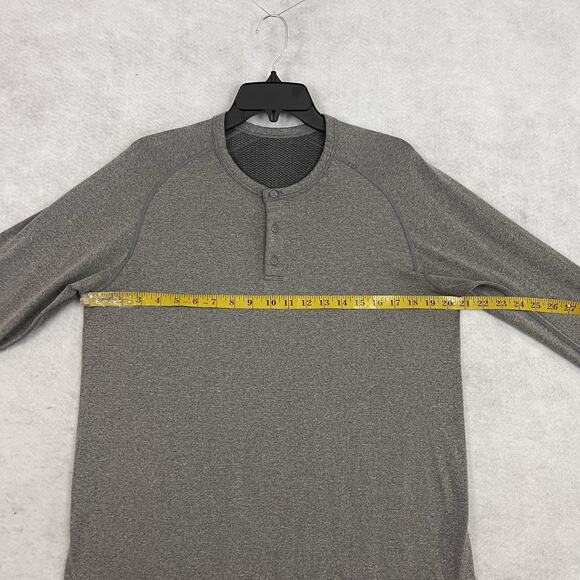 Lululemon Metal Vent Tech Shirt Mens Large Gray Henley Long Sleeve - Picture 4 of 11
